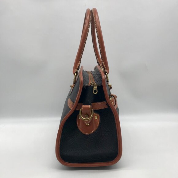 Dooney & Bourke Black & Brown Vintage Buckle Convertible Satchel Bag - Picture 3 of 11